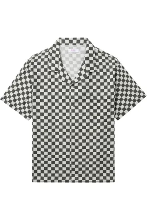 ERL Overhemden, Heren, Grijs, S, Katoen, Geruite Hawaïaanse Shirt