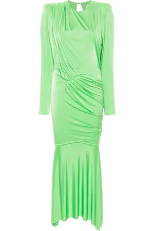 ALEXANDRE VAUTHIER Kleedjes, Dames, Groen, S, Groene Stretch-Design Draperende Jurk