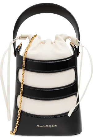Alexander McQueen Tassen, Dames, Wit, ONE Size, Leer, Mini The Rise schoudertas