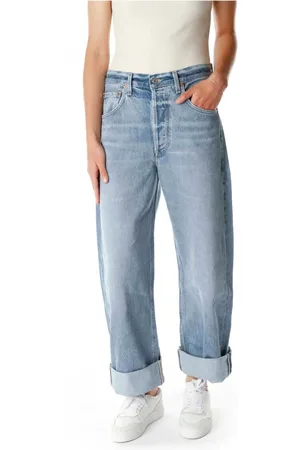 Citizens of Humanity Jeans, Dames, Blauw, W26, Denim, Baggy Cropped Straight Leg Jeans