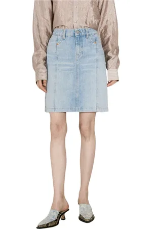 MARTINE ROSE Rokken, Dames, Blauw, M, Denim, Denim Mini Rok met Ritszakken