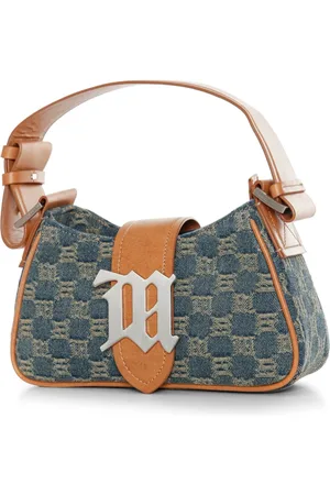 MISBHV Tassen, Dames, Veelkleurig, ONE Size, Denim, Denim Schoudertas met Jacquard Monogram Patroon