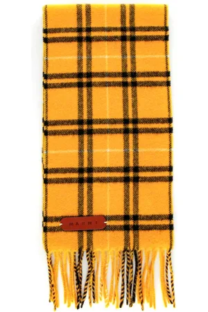 Marni Accessoires, Heren, Veelkleurig, ONE Size, Wol, Geruite wollen sjaal met franjes