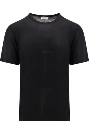 Saint Laurent Tops, Heren, Zwart, L, Logo T-shirt voor Heren