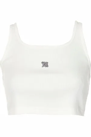 MISBHV Tops, Dames, Wit, L, Cropped Tanktop met Logo Stitching