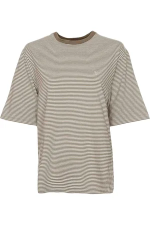 ANINE BING Tops, Dames, Veelkleurig, L, Casual Tee met Logo Borduurwerk