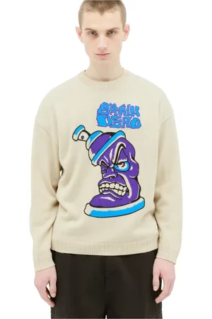 Brain Dead Truien, Heren, , M, Wol, Grafische Print Gebreide Trui