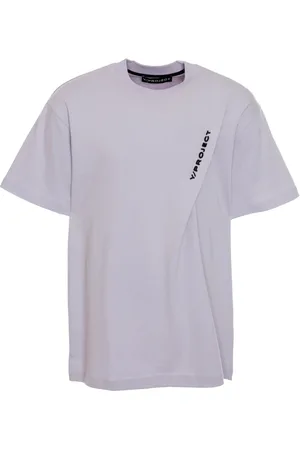Y / PROJECT Tops, Heren, Paars, L, Logo T-shirt Casual Stijl