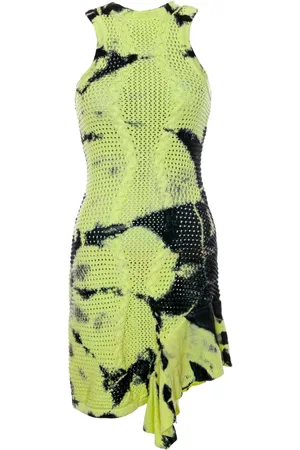 Daily paper Kleedjes, Dames, Groen, S, Groene Gehaakte Jurk met Dip-Dye