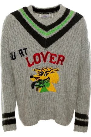 ERL Truien, Heren, Grijs, M, V-neck Truien