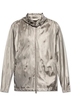 Alexander McQueen Jassen, Heren, Grijs, L, Polyester, Jas met print