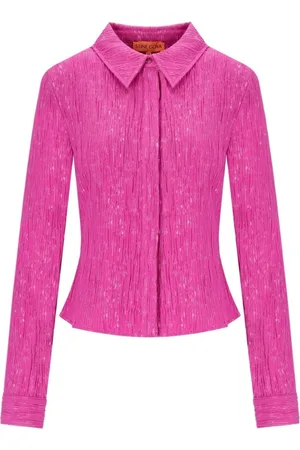 STINE GOYA Blouses & Shirts, Dames, Roze, S, Katoen, Gekreukelde Lilac Fuchsia Shirt