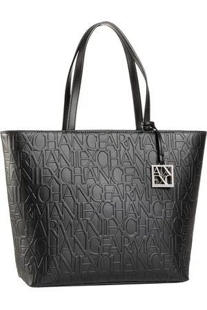 Armani Exchange Tassen, Dames, Zwart, ONE Size, Leer, Zwarte Shopper Tas Elegant Modern
