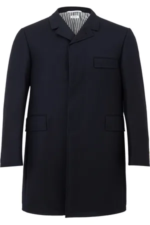 Thom Browne Mantels, Heren, Blauw, L, Wol, Blauwe Chesterfield Overjas