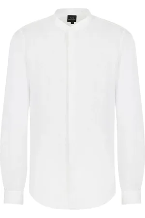 Armani Exchange Overhemden, Heren, Wit, XL, Linnen, Wit Overhemd Elegant Modern Must-Have