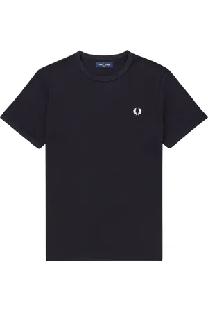 Fred Perry Tops, Heren, Blauw, L, Katoen, Logo Jersey Katoen Regular Fit T-shirt
