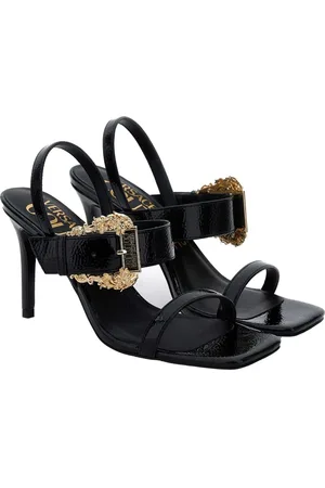VERSACE Schoenen, Dames, Zwart, 38 EU, Stijlvolle Sandalen