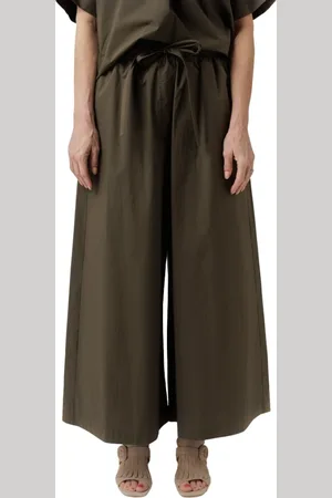 ODEEH Broeken, Dames, Groen, M, Katoen, Donker Khaki Elastische Taillebroek