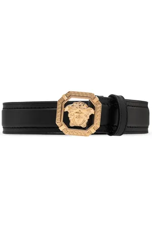 VERSACE Accessoires, Heren, Zwart, 115 CM, Leer, Leren riem