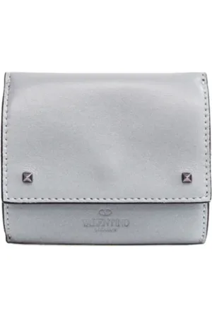 VALENTINO Pre-owned, Dames, Grijs, ONE Size, Leer, Tweedehands leren portemonnees