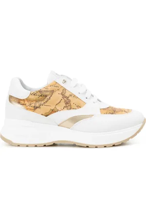 ALVIERO MARTINI 1A CLASSE Schoenen, Dames, Veelkleurig, 36 EU, Witte Sneakers met Geo Print