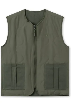 Foret Jassen, Heren, Groen, S, Katoen, Omkeerbaar Gewatteerd Vest