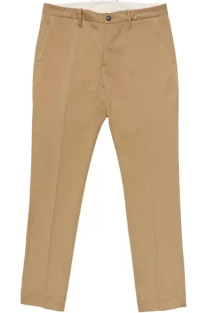 Nine In The Morning Broeken, Heren, Bruin, XL, Katoen, Slim Fit Chino Broek met Elastische Taille