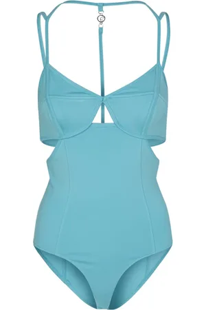REMAIN Birger Christensen Tops, Dames, Blauw, XS, Nylon, Blauwe Cut-Out Lingerie Style Body