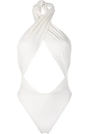 Reina Olga Badkleding, Dames, Wit, L, Suède, Crème Suède Kruis Swimsuit