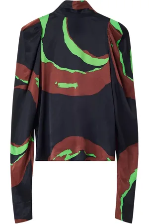 Rodebjer Blouses & Shirts, Dames, Veelkleurig, S, Swirl Blouse met Variabele Kraag