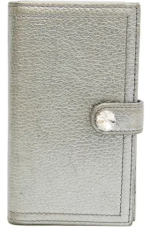 Miu Miu Pre-owned, Dames, Grijs, ONE Size, Leer, Tweedehands leren portemonnees