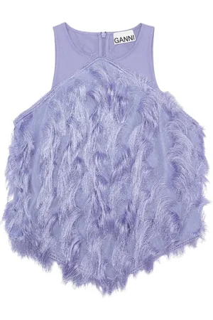 Ganni Tops, Dames, Paars, S, Stijlvolle mouwloze top