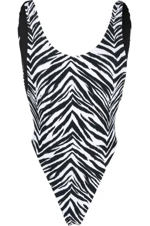 Reina Olga Badkleding, Dames, Veelkleurig, L, Zebra Print High-Rise Leg Swimsuit