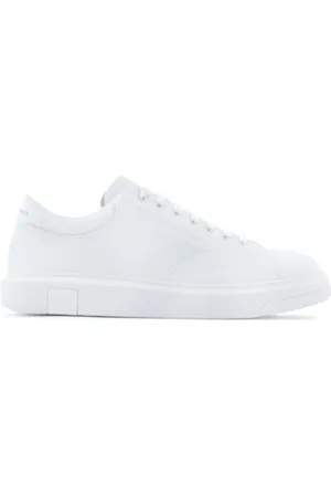 Armani Exchange Schoenen, Heren, Wit, 42 1/2 EU, Leer, Witte Leren Sneaker met Logodetail