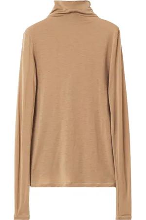 Rodebjer Tops, Dames, Bruin, L, Wol, Kameel Turtleneck Top