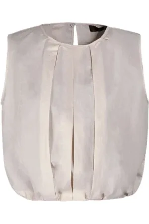 MOORER Tops, Dames, , 2Xs, Katoen, Mouwloze Top van Katoen-Linnenmix