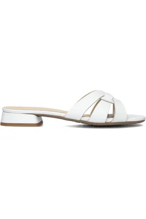 Lina Locchi Schoenen, Dames, Wit, 36 EU, Leer, Witte Leren Knoop Slippers