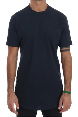 D.A. Daniele Alessandrini Tops, Heren, Blauw, S, Katoen, Blauw Katoen Crewneck T-Shirt Mannen