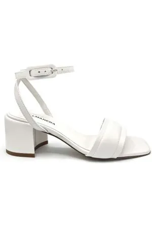 HALMANERA Schoenen, Dames, Wit, 41 EU, Leer, Witte leren sandaal met verstelbare enkelband