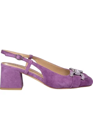 Alma en Pena Schoenen, Dames, Paars, 37 EU, Leer, Vierkante Hak Gesp Schoen