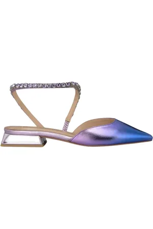 Alma en Pena Schoenen, Dames, Paars, 38 EU, Leer, Platte schoenen met strassband