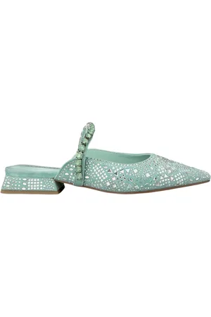 Alma en Pena Schoenen, Dames, Groen, 37 EU, Leer, Kristal platte schoen