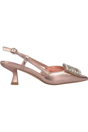 Alma en Pena Schoenen, Dames, Roze, 41 EU, Leer, Vierkante Broche Hakken Schoenen
