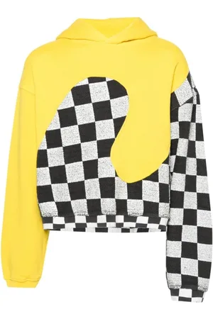 ERL Sweatshirts & Hoodies, Heren, Veelkleurig, M, Katoen, Gele Multikleur Check Hoodie Trui