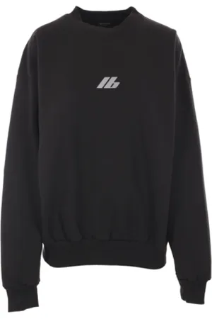 Balenciaga Sweatshirts & Hoodies, Dames, Zwart, S, Katoen, Zwarte Loose-Fit Sweater met Reflecterend Logo