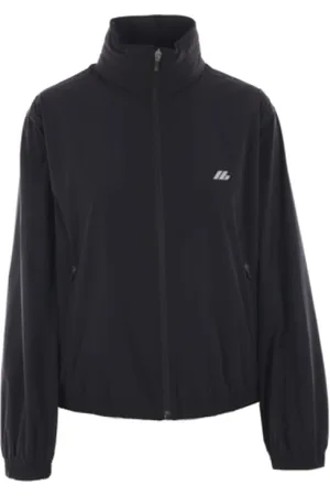 Balenciaga Jassen, Dames, Zwart, XS, Nylon, Zwarte Windbreaker Jas Logo Print