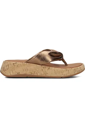 FitFlop Schoenen, Dames, Bruin, 41 EU, Leer, Bronzen Leren Slippers voor Dames