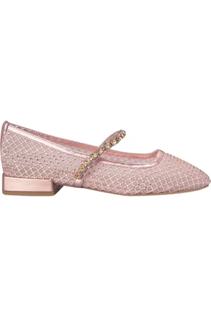 Alma en Pena Schoenen, Dames, Roze, 38 EU, Leer, Rhinestone Mesh Ballet Flats