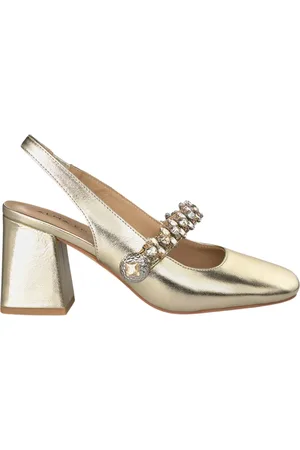 Alma en Pena Schoenen, Dames, Geel, 38 EU, Leer, Dames schoenen met vierkante hak en strass detail