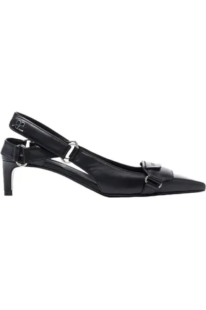 Courrèges Schoenen, Dames, Zwart, 36 EU, Leer, Metallic Logo Leren Pumps
